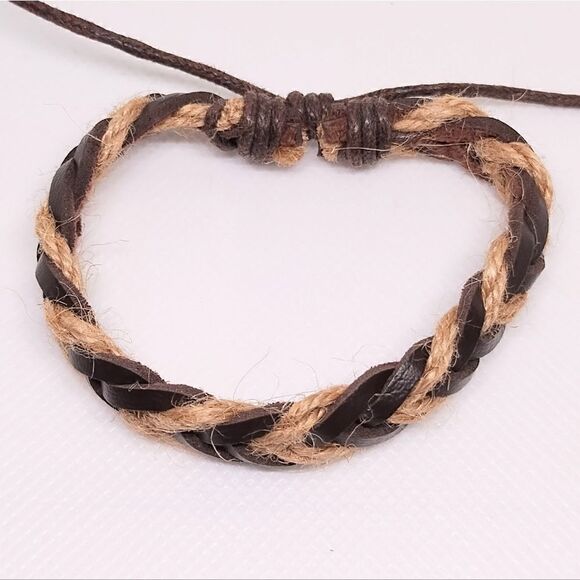 Men's bracelet braided rope brown new d88 - Picture 1 of 1